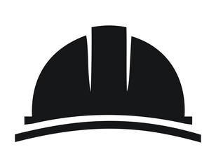 A black silhouette of a hard hat, symbolizing safety, construction, and protection in industrial environments.