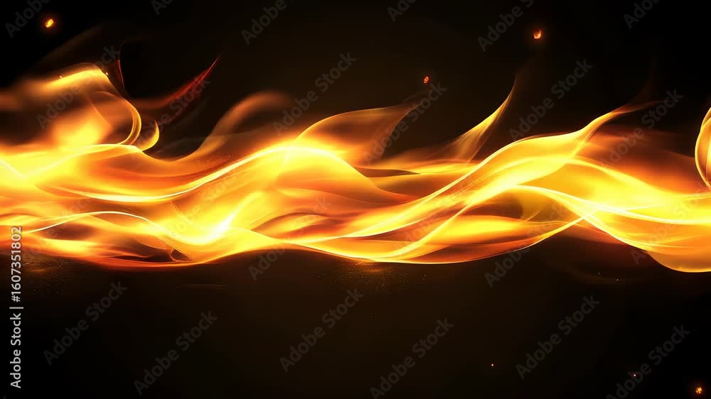 Poster dynamic abstract fire flame animation background with glowing particles design elements