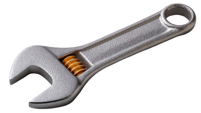 Adjustable wrench on a white isolated background, ideal for tools and hardware-related themes.