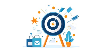 Fototapeta premium Focused Marketing Strategy Concept with Target and Bullseye