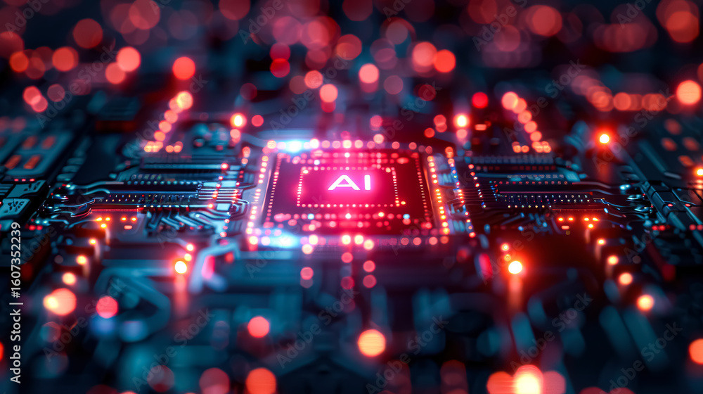 Poster computer chip with the letters ai on it