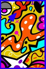 pop art background with unique and colorful abstract patterns dot and line not ai generate