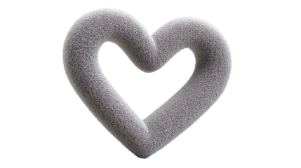 Stylized grey heart shape on a white background, perfect for design and creative projects.