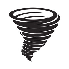 Black Tornado Swirl Graphic on White Background wind storm