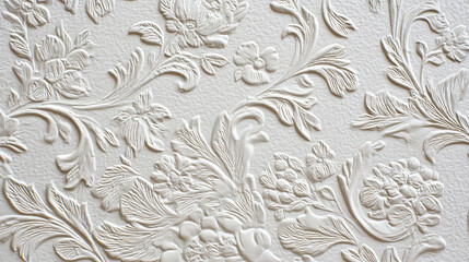 White Embossed Floral Texture Luxury Paper Background