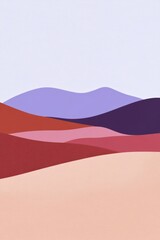 Abstract landscape of layered mountains in muted colors