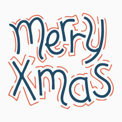 Hand drawn merry xmas text illustration.