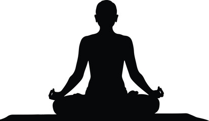 Silhouette of Person Meditating: Yoga Pose Illustration