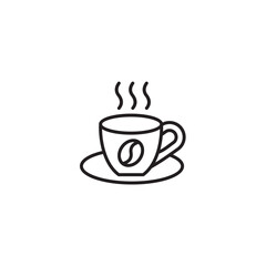 Obraz premium Minimalist coffee cup icon with steaming aroma black and white line art