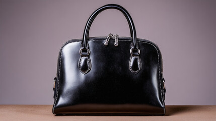 A black purse with a zipper on the top