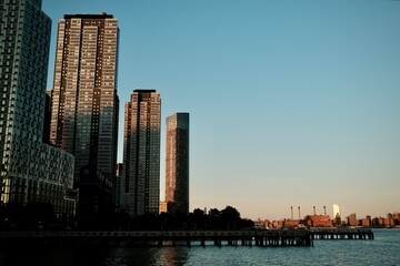 Long Island City Towers at Sunrise With Open Sky (Queens, New York, USA)