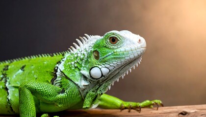 Obraz premium Close-up of a vibrant green iguana (2)