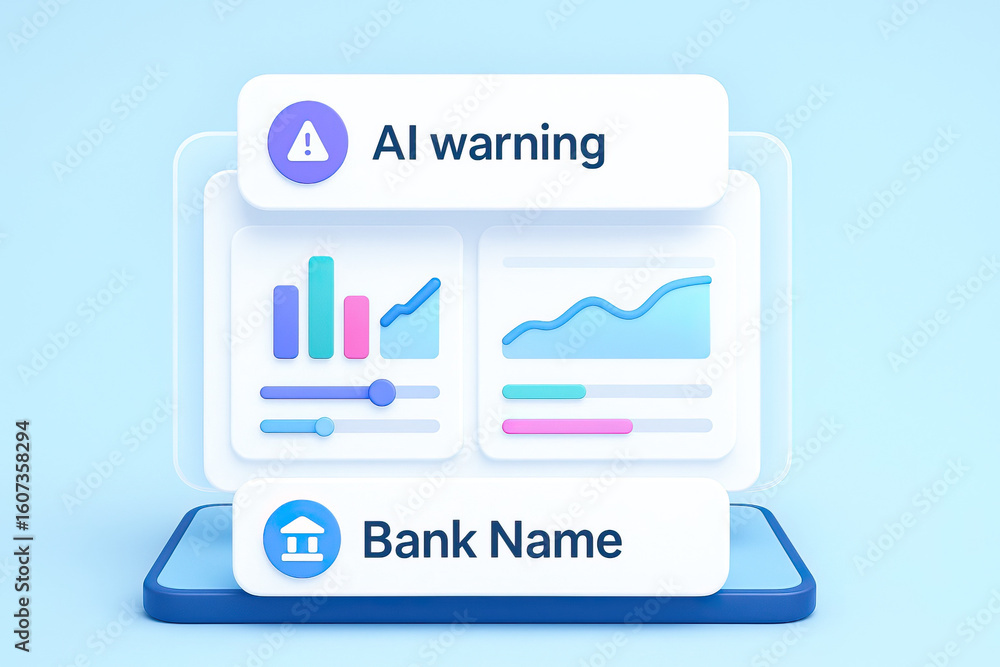 Poster ai warning bank interface financial alert data visualization digital banking financial graph technol