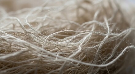 Fototapeta premium Abstract close-up of tangled white and beige threads creating a soft, textured background