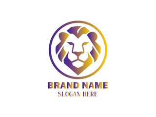 Modern 3D Render of a Geometric Lion Head Logo in a Circular Frame