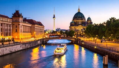 Panoramic view of Berlin at twilight