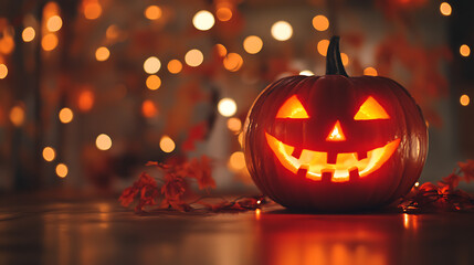 Fototapeta premium Halloween is a spooky, eerie, and chilling time of year, when ghostly shadows creep and haunted houses come alive. The streets grow foggy and dim, lit only by the flickering glow of jack-o’-lanterns