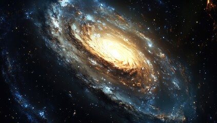Obraz premium Spiral galaxy in deep space. Vast, swirling arms of luminous gas and dust. Stars scattered across the inky blackness