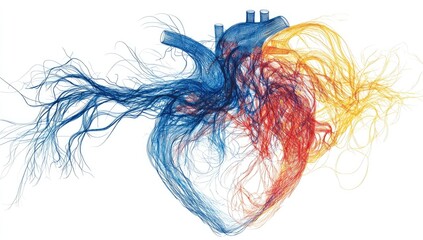 Detailed anatomical heart with intricate vascular system