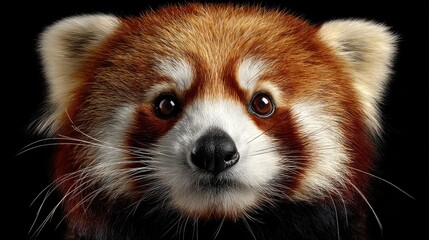 Fototapeta premium Red Panda Portrait Close Up of a Red Panda against a Black Background