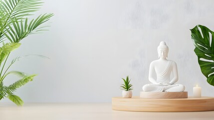Peaceful Zen Meditation with Buddha Statue and Plants
