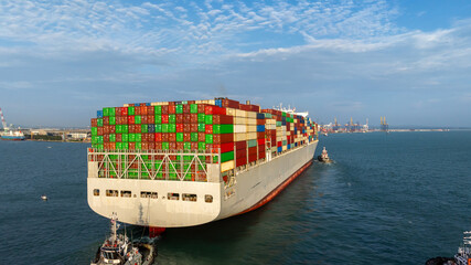 Aerial view container ship cargo freight shipping international, Global business freight shipping...