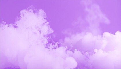 Swirling white smoke on a purple backdrop, forming ethereal, abstract patterns with soft diffusion and dynamic motion.