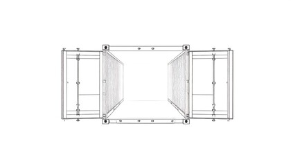 Architectural drawing of a shipping container