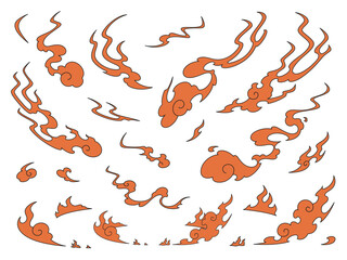 和風の炎のエフェクトのイラスト素材セット