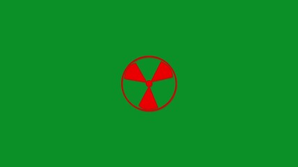 Red Radiation Symbol on Green Background Nuclear Hazard Warning Alert Sign Danger Illustration