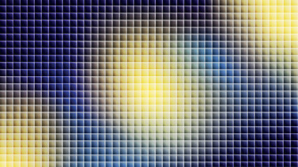 Pixel fractal glass gradient background with purple, pink and yellow blur colors and rippled chrome design. Ribbed lines wallpaper with fluorescent motion and iridescent flow. Vector illustration.