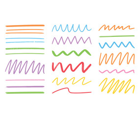 Colorful Hand Drawn Lines and Squiggles on White Background for Creative Design Projects and Illustrative Purposes Ideal for Graphics