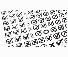 Checklist Icons Set with Checkmarks and Crosses