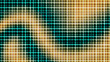 Pixel fractal glass gradient background with purple, pink and yellow blur colors and rippled chrome design. Ribbed lines wallpaper with fluorescent motion and iridescent flow. Vector illustration.