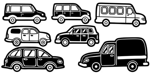 Obraz premium Black Vehicle Collection Icon Design