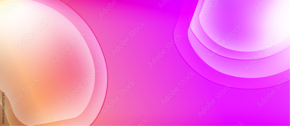 Poster abstract background features soft pink, purple hues. overlapping circles create dynamic visual effec
