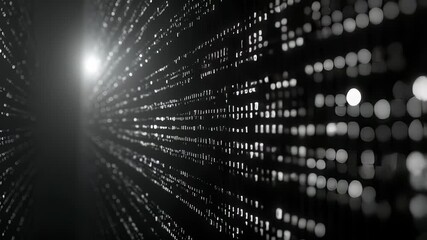 Futuristic digital binary code streaming tunnel animation in cyberspace, data transfer - Powered by Adobe