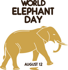 Minimalist Elephant Silhouette Poster for World Elephant Day with Bold Retro Design