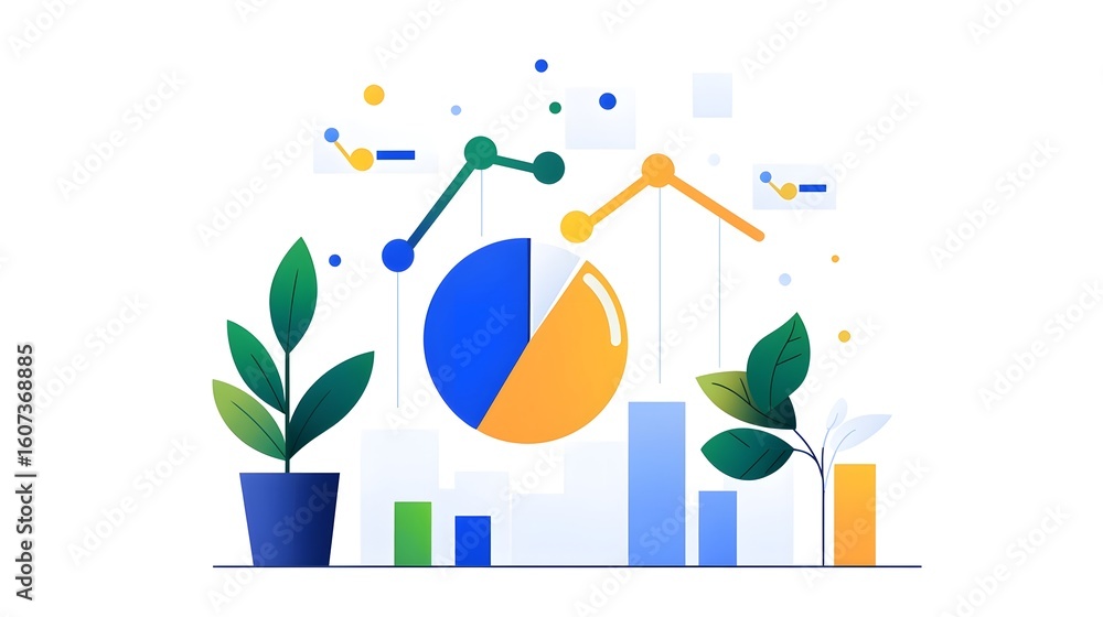 Poster stylized data analytics and growth visualization