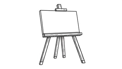 Simple black and white drawing of an easel