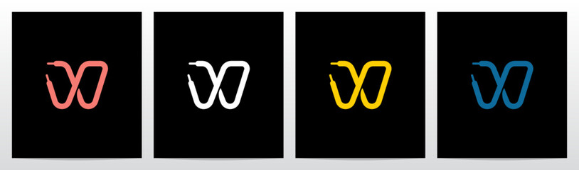 Shoelace Shoestring Bootlace Lace Letter Initial Logo Design W