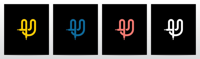 Shoelace Shoestring Bootlace Lace Letter Initial Logo Design U