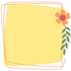yellow cute frame with flower