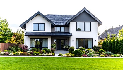 Fototapeta premium Modern two-story house with landscaping