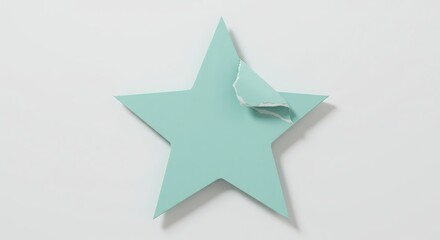 A light blue paper star with one corner peeling away from a white background creating a subtle shadow and a sense of depth