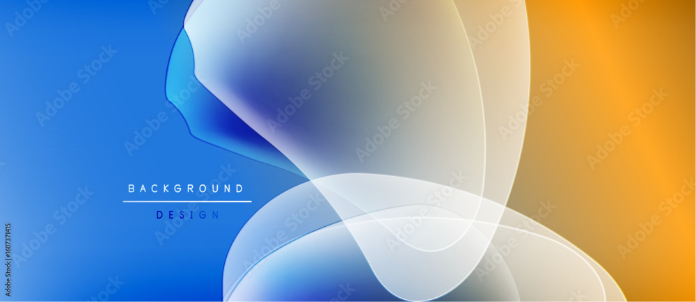 Aufkleber abstract background features flowing shapes, gradients. blue transitions to orange, with white lines