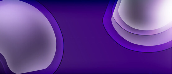 Abstract purple background features smooth curves, gradients. Shapes suggest flowing liquid or light reflections. Minimalist design.