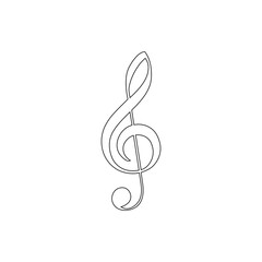Black treble G clef outline icon. Musical clef or G-clef symbol