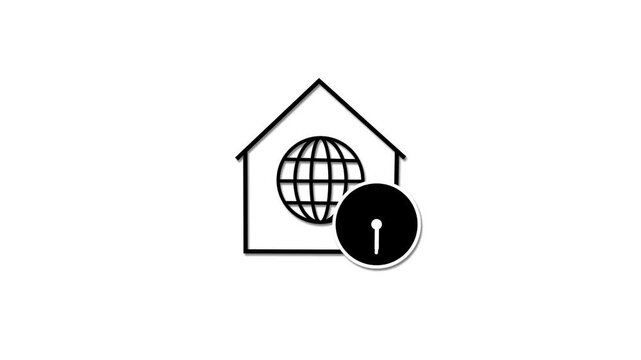 Global Time Zone Concept Illustration World Clock House Icon Design Minimalist Graphic Element