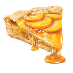 Slice of Peach Pie with Caramel Drizzle